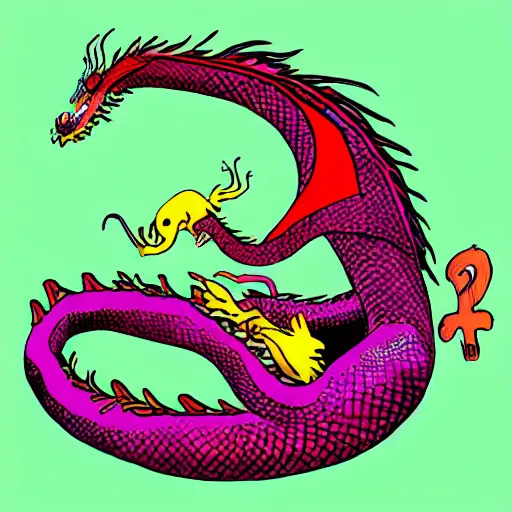 Prompt: Dragon in Utero | Dr. Suess | colorful