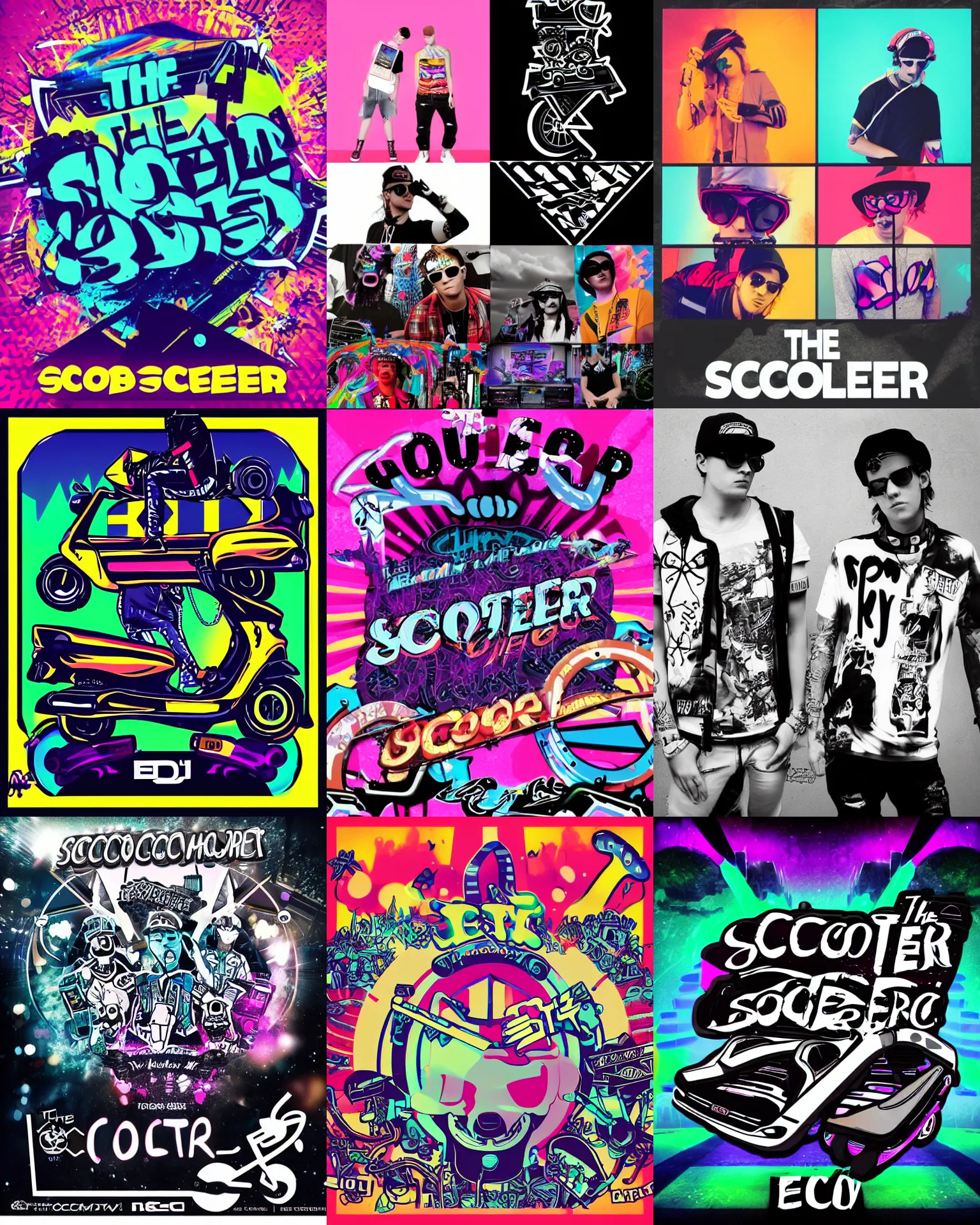 Prompt: the scooter ( edm band, happy hardcore music genre ) aesthetic