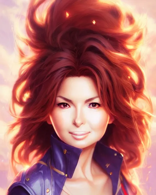 Image similar to anime portrait of Shania Twain by Stanley Artgerm Lau, WLOP, Rossdraws, James Jean, Andrei Riabovitchev, Marc Simonetti, and Sakimichan, trending on artstation