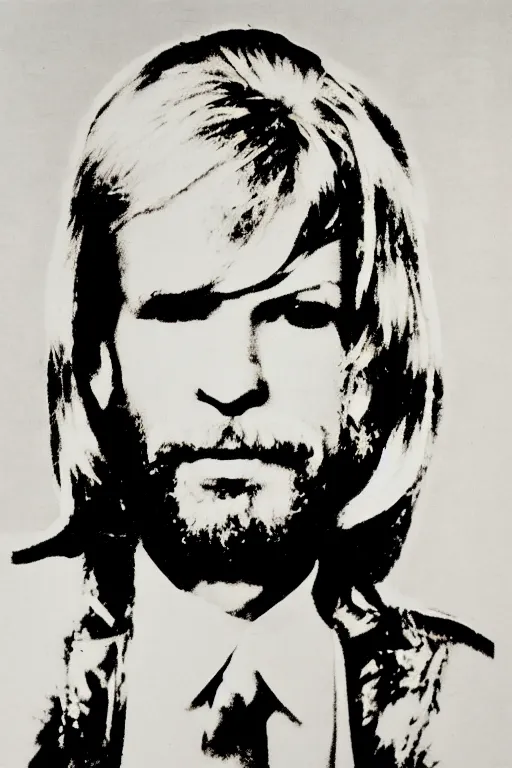 Prompt: duane allman in the style of andy warhol