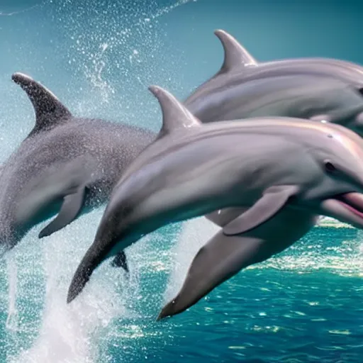 Image similar to dolphins ruling over humans, cinematic, visual asmr, 8 k