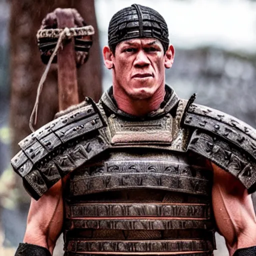 Image similar to a film still of John Cena as samurai