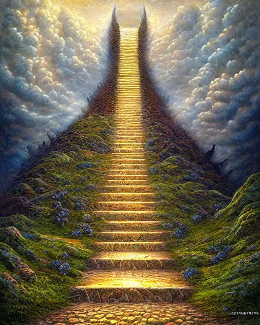 Prompt: Stairway to heaven by Tomasz Alen Kopera, masterpiece