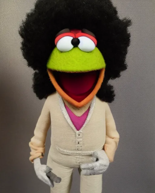 Prompt: craig robinson darryl as a muppet. highly detailed felt. hyper real photo. 4 k.
