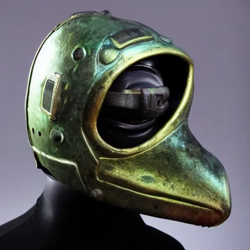 Image similar to cyberpunk frog-mouth medieval helmet