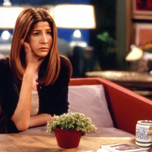 Prompt: movie still of michelle gellar starring as rachel green in the friends tv sitcom