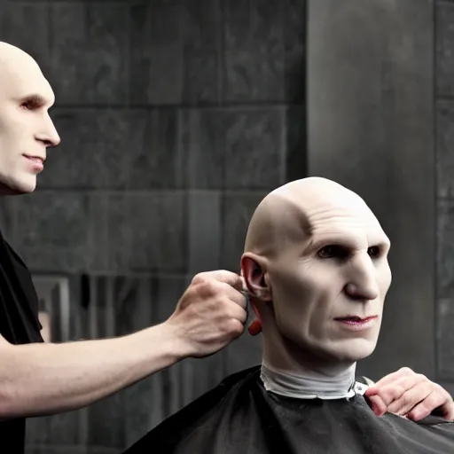 Prompt: voldemort getting a haircut