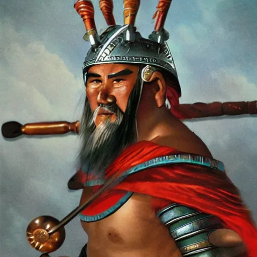 Image similar to tula the mongolian warrior plunderer from ancient lands of taran