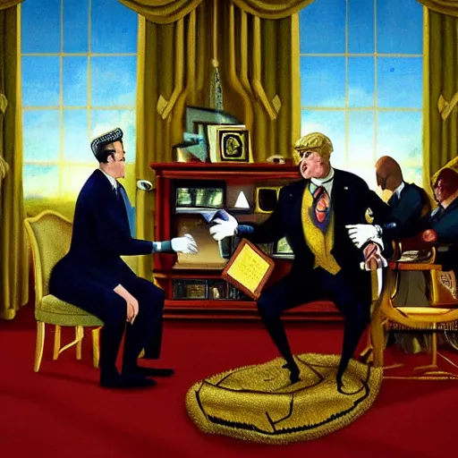 Image similar to SpongeBob being inaugurated as president. Photorealism.