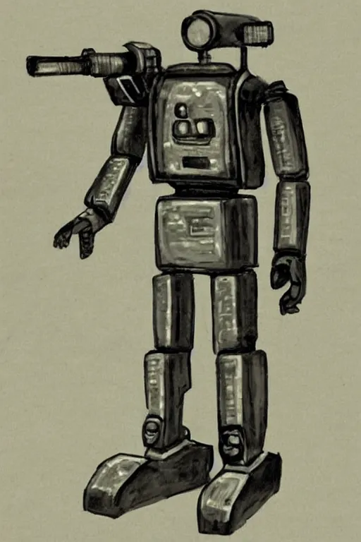 Image similar to soviet military robot scary retro - futuristic