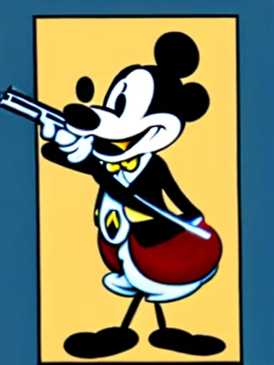 Image similar to an anthropomorphic mouse holding a shotgun, art by walt disney