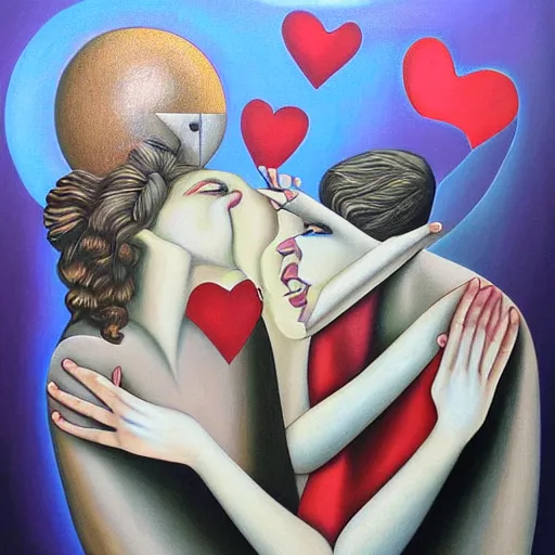 Prompt: surrealism painting of love by mrrevenge