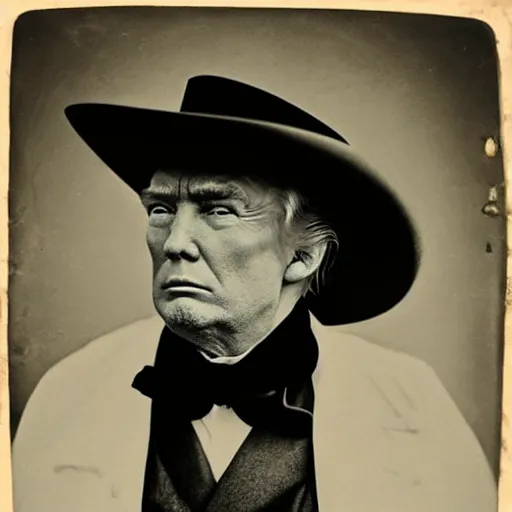 Image similar to an 1 8 0 0 s photo of donald trump playing the role of clint eastwood, squinting at high noon, in the style of a clint eastwood movie, the good, the bad and the ugly, clint eastwood, vibe, donald trump, glory days, mount rushmore, stern, resolve, formal, justice, american flag, independence, patriotism