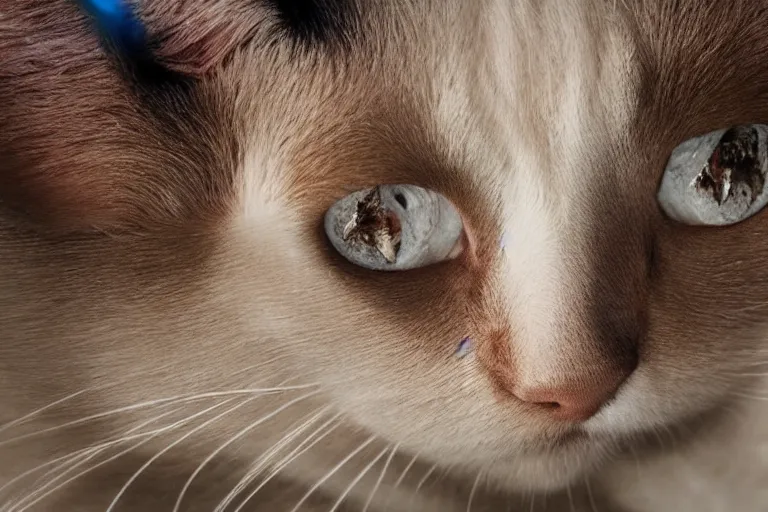 Prompt: beautiful Siamese cats sits on a Korg Kaoss Pad, Siamese cat with blue eyes stares into the camera, beautiful, Highly detailed, smoky, Cinematic. Balanced, 4k, balanced, Realistic, detailed.