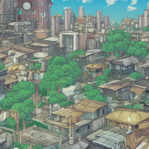 Image similar to studio ghibli buff racoon detailed dystopian city