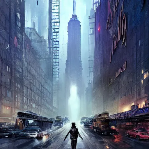 Prompt: Dystopian new york city, inspired by 1984 by george owell, Stephan Martiniere