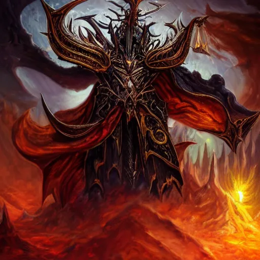 Prompt: archaon the everchosen, artstation hall of fame gallery, editors choice, #1 digital painting of all time, most beautiful image ever created, emotionally evocative, greatest art ever made, lifetime achievement magnum opus masterpiece, the most amazing breathtaking image with the deepest message ever painted, a thing of beauty beyond imagination or words