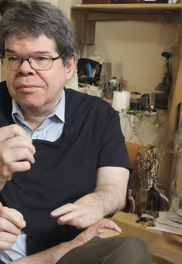 Prompt: Yann LeCun at his comuter illustrated on the Rider–Waite tarot.