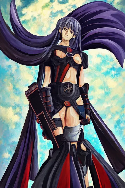 Image similar to a detailed painting in the style of anime of a galactic female warrior