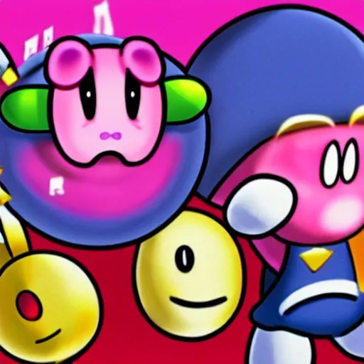 Image similar to kirby with a gun
