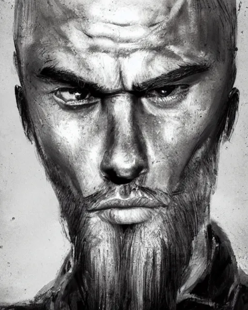 Image similar to portrait of muscular, tired and alcoholic 3 0 - year - old grieving man with short darkblonde hair, serious sad look in his eyes, looking down, dirty beard, blue eyes, crying tears, wearing dirty soldier uniform, on the desert, sad atmosphere, hyper realistic face, character art, art by artgerm, cryengine, trending on artstation, digital art
