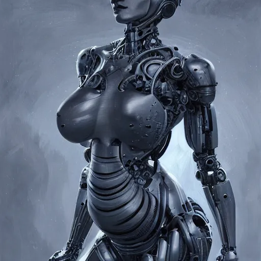 Image similar to pregnant female cyborg, robot anatomy elements, female body elements, cozy atmospheric and cinematic lighting, ultra rendered extreme realism and detail 8 k, realistic, giger, in the style of greg rutkowski, by artgerm, by gustave dore, by marco turini, photorealistic, elegant, sharp focus,