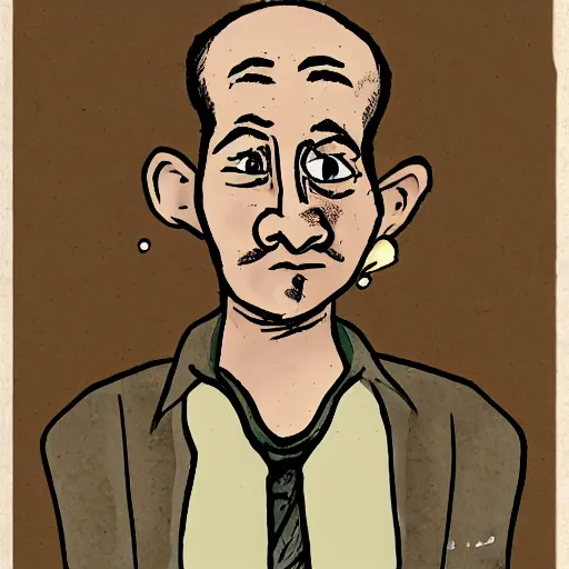 Prompt: a french person drawn in the style of Jeunet et Caro