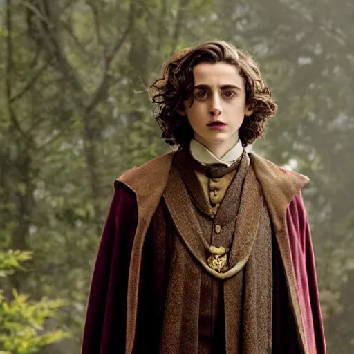 Image similar to Timothée Chalamet as Dumbledore in Harry Potter