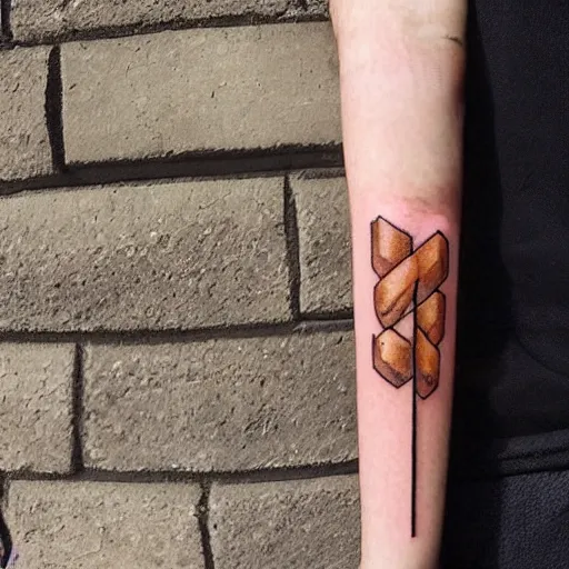 Prompt: a tattoo of a single churro stick