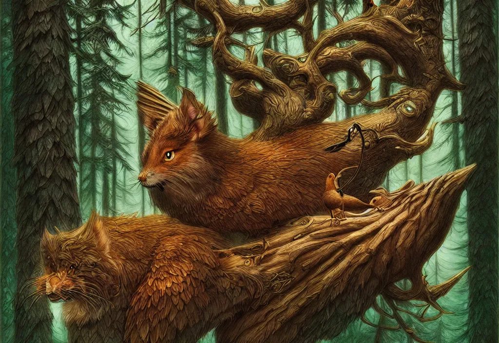 Image similar to bev doolittle hidden animals everywhere enchanted forest ( hidden animals ) drawing elegant, highly detailed, digital painting, artstation, concept art, matte, sharp focus, illustration, hearthstone,