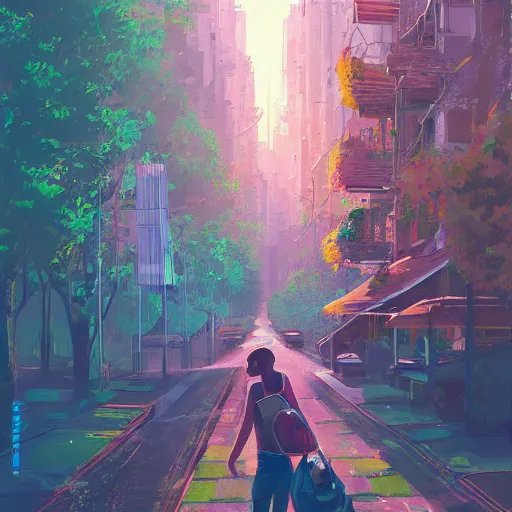 Image similar to A solarpunk city coexisting with nature, digital painting by Alena Aenami, trending on artstation