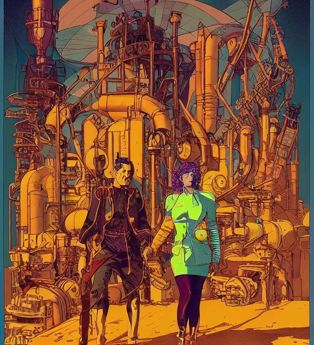 Image similar to atompunk / decopunk powered in the style of jean giraud in the style of moebius trending on artstation deviantart pinterest detailed realistic hd 8 k high resolution