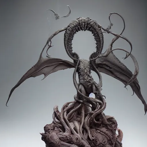 Image similar to angelarium, illithid, cthulhu, clay sculpture by ellen jewett