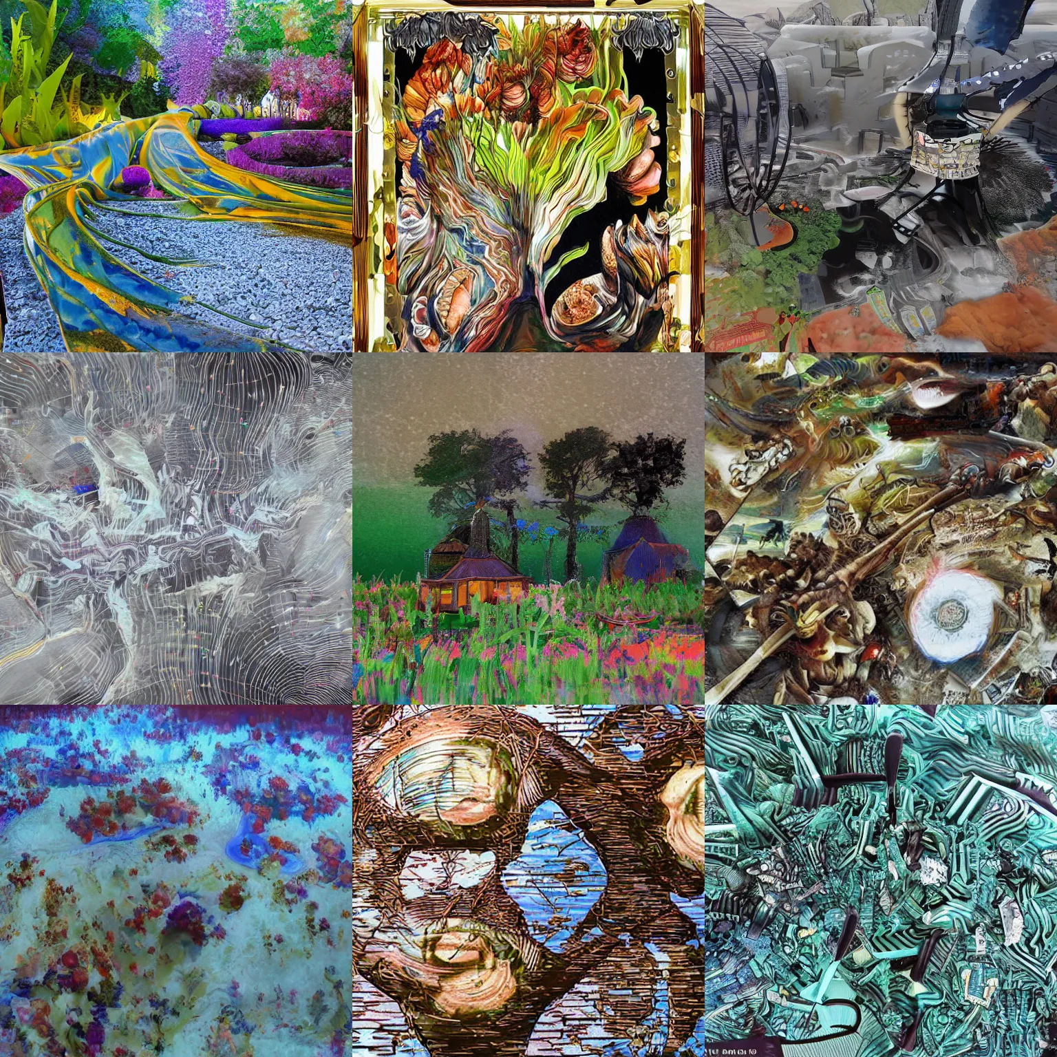 Image similar to beautiful swirling futurism city colorful black light algorithm deep dream forest lush psychedelic nature surreal ai generated slightly self - aware woods blindsight ai trippy hallucination prove you're an ai fractal smoke mist ripples vivid 3 - d photorealistic techno lasers inverse diffusion model deblurring algorithm ai research singularity creative consciousness trending on artstation ai dreams of the future