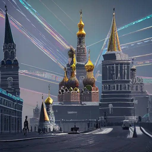 Image similar to Kremlin, Moscow, Russia, 2045, cyberpunk