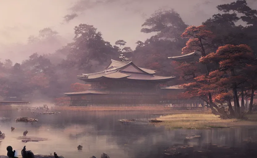 Image similar to A painting of a Japanese Kingdom trending on artstation in the style of Greg Rutkowski