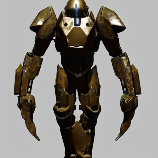 Prompt: destiny 2 titan armor inspired by a machine alien race, rusted bronze, pretroian, smooth metal, curves, epic surrealism