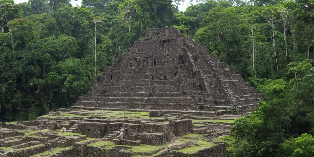 Prompt: the aztec ruin in the amazon rainforest Mumford, Dan