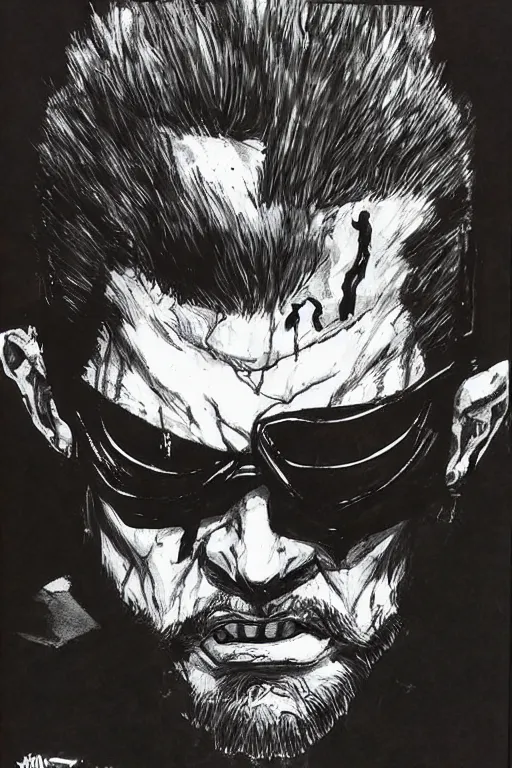 Image similar to portrait of punished duke nukem, concept art by yoji shinkawa, felt tip pen