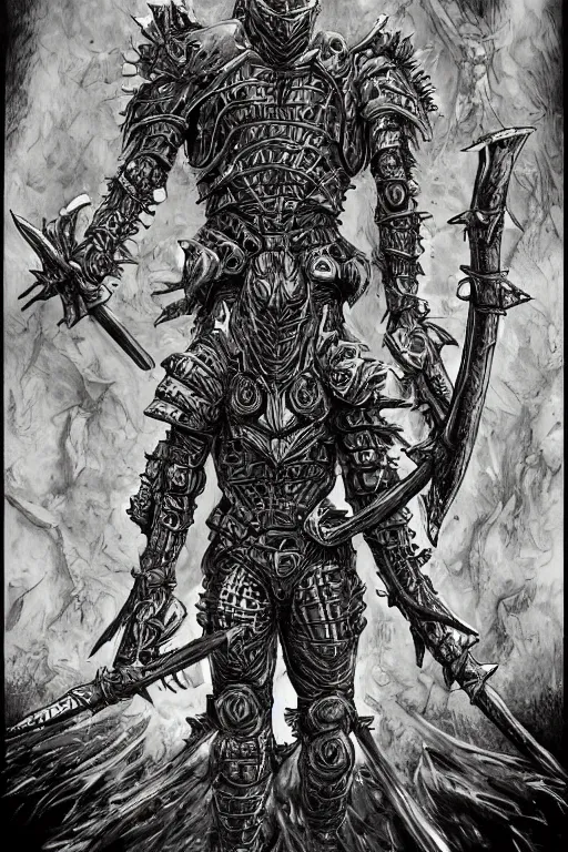 Image similar to humanoid tadpole warrior, wearing armour, swamp, symmetrical, highly detailed, digital art, sharp focus, trending on art station, kentaro miura manga art style