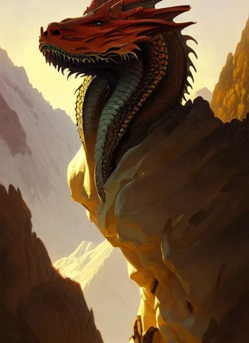 Prompt: ''face portrait of beautiful dragon, furry, mountain landscape, fantasy, d & d, sharp focus, detailed, digital painting, art by greg rutkowski and alphonse mucha''