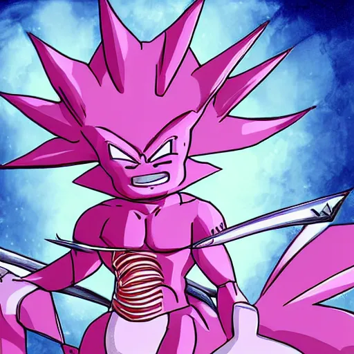 Prompt: pink fat alien with spikes with sayajin armor, anime, beautiful, stylised, dbz