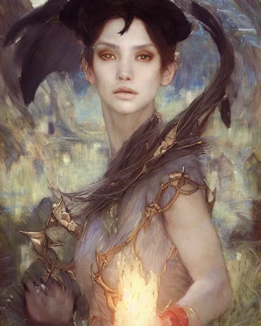 Image similar to a beautiful sorceress by Edgar Maxence, Ross Tran and Jules Bastien-Lepage and greg rutkowski