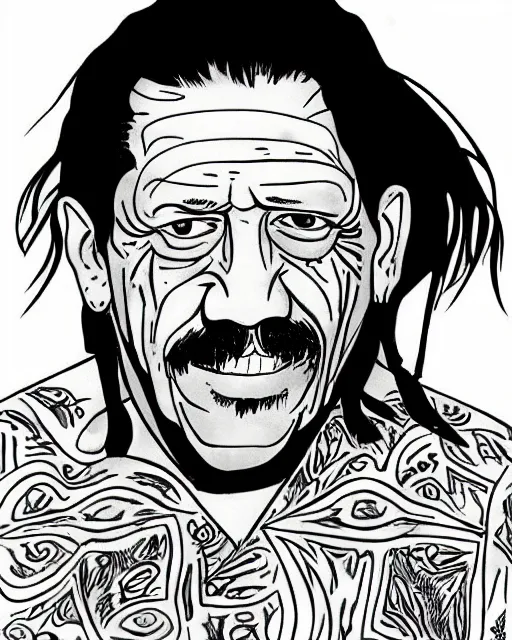 Image similar to a portrait of ( danny trejo ) in the style of alphonse!!! mucha!!!