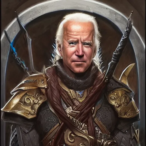 Image similar to Joe Biden as a fantasy D&D character, portrait art by Donato Giancola and James Gurney, digital art, trending on artstation