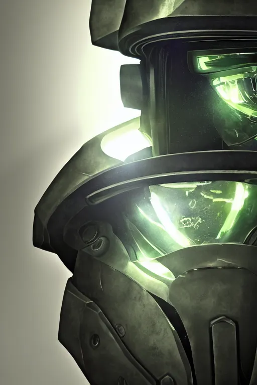 Image similar to robot ninja mask helmet halo master chief radiating a glowing aura global illumination ray tracing hdr fanart arstation by ian pesty and katarzyna da „ bek - chmiel