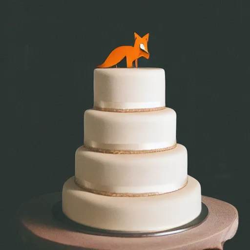 Image similar to studio photography of wedding cake in the shape of a fox