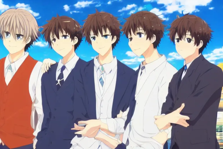Prompt: Three Handsome Men, Kyoto Animation