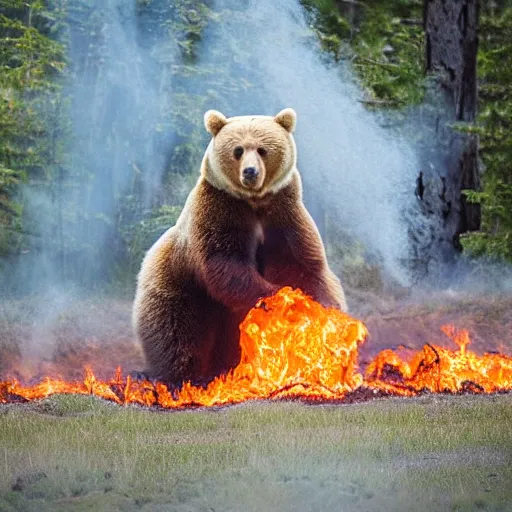 Image similar to a bear that has caught on fire and is now engulfed in flames