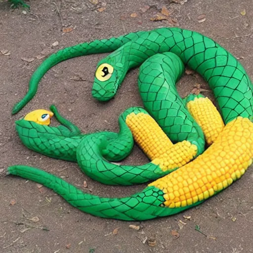 Prompt: epic snake made out of corn